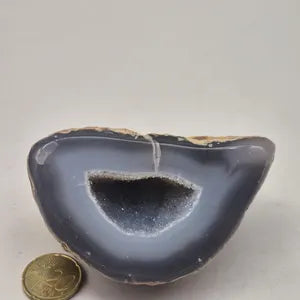 Blue Lace Agate with Quartz Geode – Natural Crystal Specimen