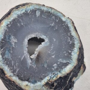 Blue Agate with Quartz Geode – Natural Crystal Specimen