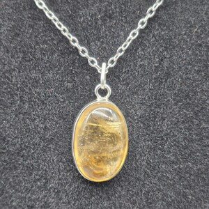 Real Natural Citrine Necklace Silver Bezel 925 Pendant