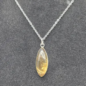 Real Natural Citrine Necklace Silver Bezel 925 Pendant – Untreated Citrine Crystal Jewelry with Stainless Steel Chain – November Birthstone