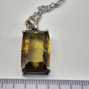 Yellow Tourmaline Sterling Silver Pendant: Faceted Gemstone Necklace