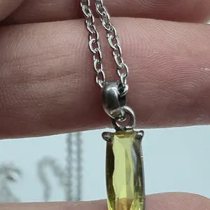 Yellow Tourmaline Sterling Silver Pendant: Faceted Gemstone Necklace