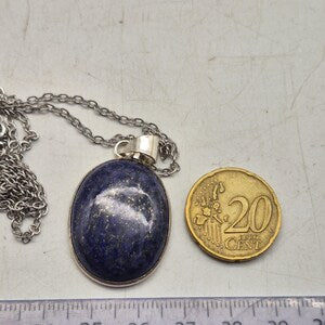 Lapis Lazuli Silver Plated Necklace with Stainless Steel Chain