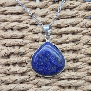 Lapis Lazuli Silver Plated Necklace with Stainless Steel Chain