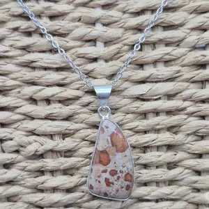 Leopard Jasper Silver-Plated Necklace with Stainless Steel Chain