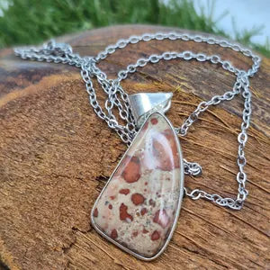 Leopard Jasper Silver-Plated Necklace with Stainless Steel Chain