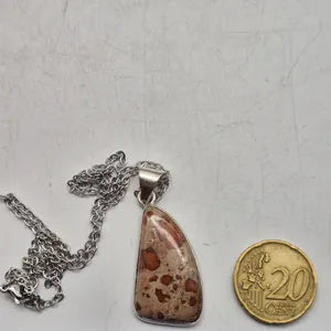 Leopard Jasper Silver-Plated Necklace with Stainless Steel Chain