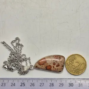 Leopard Jasper Silver-Plated Necklace with Stainless Steel Chain