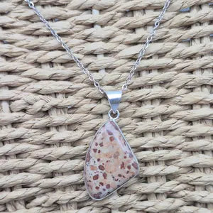 Leopard Jasper Silver-Plated Necklace with Stainless Steel Chain