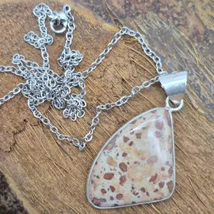 Leopard Jasper Silver-Plated Necklace with Stainless Steel Chain