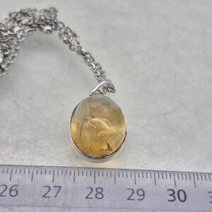 Real Natural Citrine Necklace Silver Bezel 925 Pendant