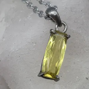 Yellow Tourmaline Sterling Silver Pendant: Faceted Gemstone Necklace