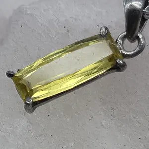 Yellow Tourmaline Sterling Silver Pendant: Faceted Gemstone Necklace