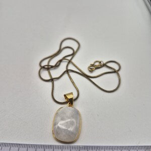 Moonstone Necklace with Brass Chain – 48cm – Handmade Brass Crystal Pendant