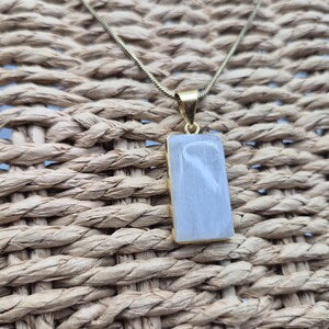 Moonstone Necklace with Brass Chain – 48cm – Handmade Brass Crystal Pendant