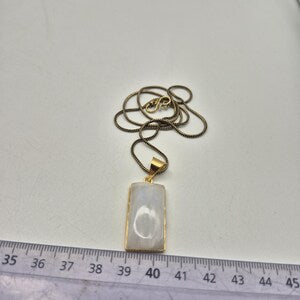 Moonstone Necklace with Brass Chain – 48cm – Handmade Brass Crystal Pendant