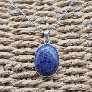 Lapis Lazuli Silver Plated Necklace with Stainless Steel Chain