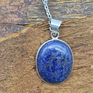Lapis Lazuli Silver Plated Necklace with Stainless Steel Chain