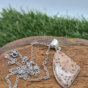 Leopard Jasper Silver-Plated Necklace with Stainless Steel Chain