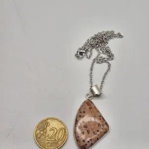 Leopard Jasper Silver-Plated Necklace with Stainless Steel Chain
