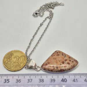Leopard Jasper Silver-Plated Necklace with Stainless Steel Chain