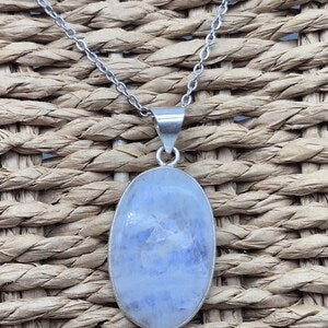 Moonstone Silver-Plated Necklace with Stainless Steel Chain – Handmade White Crystal Pendant for Everyday Elegance