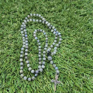Labradorite Rosary Necklace – Blue-Green Gemstone Prayer Beads