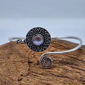 Amethyst Cuff Bracelet, Silver-Plated Crystal Jewelry, Adjustable Women’s Gemstone Cuff