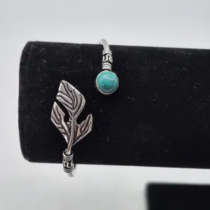 Turquoise Cuff Bracelet, Silver-Plated Crystal Jewelry, Adjustable Women’s Gemstone Cuff