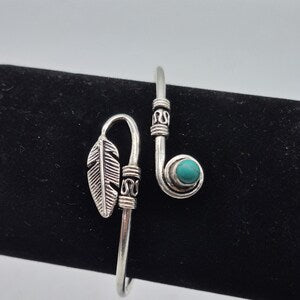 Turquoise Cuff Bracelet, Silver-Plated Crystal Jewelry, Adjustable Women’s Gemstone Cuff