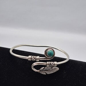 Turquoise Cuff Bracelet, Silver-Plated Crystal Jewelry, Adjustable Women’s Gemstone Cuff