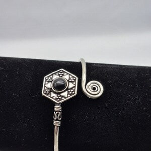 Black Tourmaline Cuff Bracelet, Silver-Plated Crystal Jewelry, Adjustable Women’s Gemstone Cuff