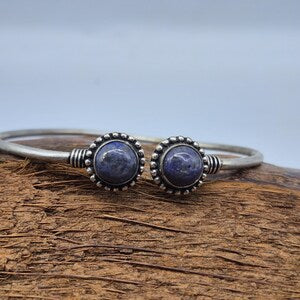 Lapis Lazuli Cuff Bracelet, Silver-Plated Crystal Jewelry, Adjustable Women’s Gemstone Cuff