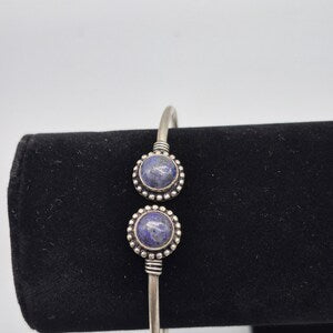 Lapis Lazuli Cuff Bracelet, Silver-Plated Crystal Jewelry, Adjustable Women’s Gemstone Cuff