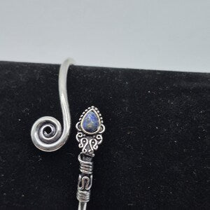 Lapis Lazuli Cuff Bracelet, Silver-Plated Crystal Jewelry, Adjustable Women’s Gemstone Cuff