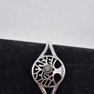 Labradorite Cuff Bracelet – Silver Plated Adjustable Ethnic Jewelry