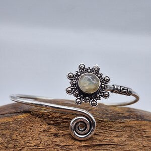 Labradorite Cuff Bracelet – Silver Plated Adjustable Ethnic Jewelry