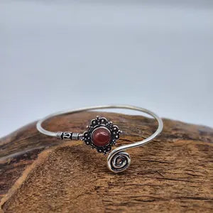 Carnelian Silver Plated Adjustable Bracelet - Feminine Energy Crystal Cuff
