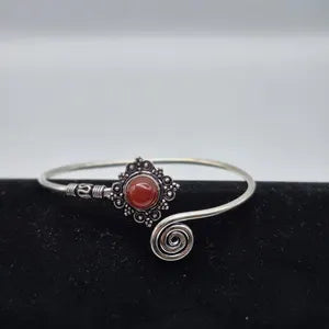 Carnelian Silver Plated Adjustable Bracelet - Feminine Energy Crystal Cuff