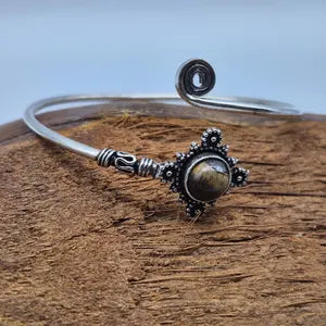 Tiger's Eye Crystal Silver Plated Bracelet