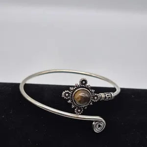 Tiger's Eye Crystal Silver Plated Bracelet