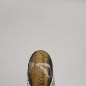 Tiger Eye Adjustable Ring – Silver Plated Cabochon Statement Jewelry