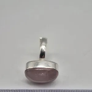 Rose Quartz Adjustable Ring – Silver Plated Cabochon Love Crystal Jewelry