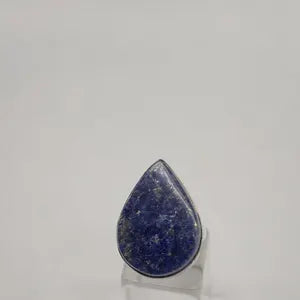 Lapis Lazuli Adjustable Ring – Silver Plated Cabochon - Blue Healing Crystal Jewelry