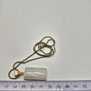 Moonstone Necklace with Brass Chain – 48cm – Handmade Brass Crystal Pendant