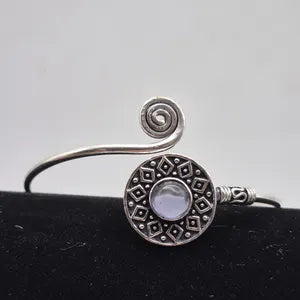 Amethyst Cuff Bracelet, Silver-Plated Crystal Jewelry, Adjustable Women’s Gemstone Cuff