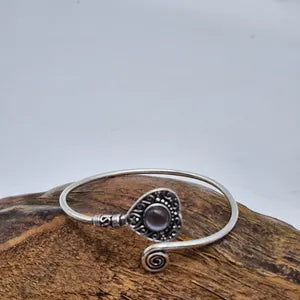 Amethyst Cuff Bracelet, Silver-Plated Crystal Jewelry, Adjustable Women’s Gemstone Cuff