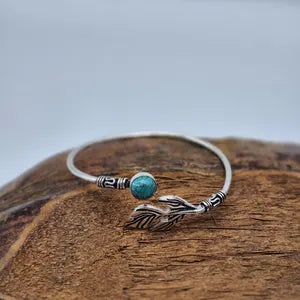 Turquoise Cuff Bracelet, Silver-Plated Crystal Jewelry, Adjustable Women’s Gemstone Cuff