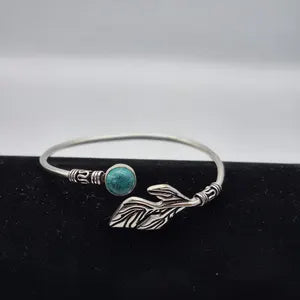 Turquoise Cuff Bracelet, Silver-Plated Crystal Jewelry, Adjustable Women’s Gemstone Cuff
