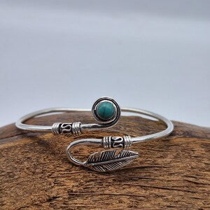 Turquoise Cuff Bracelet, Silver-Plated Crystal Jewelry, Adjustable Women’s Gemstone Cuff